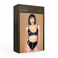 Комплект лиф и трусики с функциональной молнией из материала Wet Look My Shadow, S/M