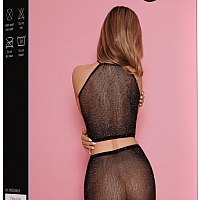 Комплект из топа и юбки чёрный со стразами, S/L