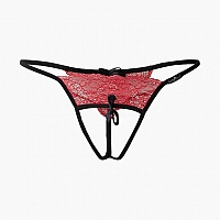 Фривольные трусики с доступом и красным кружевом, XS/S
