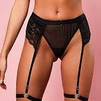 Женские трусики с поясом и гартерами Black, L/XL