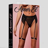 Женские трусики с поясом и гартерами Black, L/XL