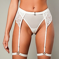 Женские трусики с поясом и гартерами Cream, S/M