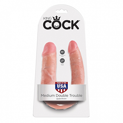 Двойной фаллоимитатор King Cock U-Shaped Medium Double Trouble