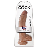 Реалистичный фаллос King Cock 9" Cock with Balls Brown