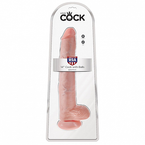 Большой фаллоимитатор на присоске King Cock 14" Cock with Balls