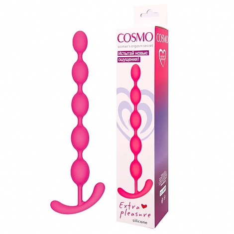 Анальная силиконовая цепочка Cosmo розовая, 22 см