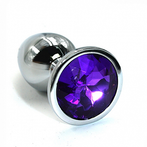 Анальная пробка с насыщенно-фиолетовым кристаллом Small