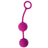 Силиконовые вагинальные шарики с ребрами Cosmo розовые