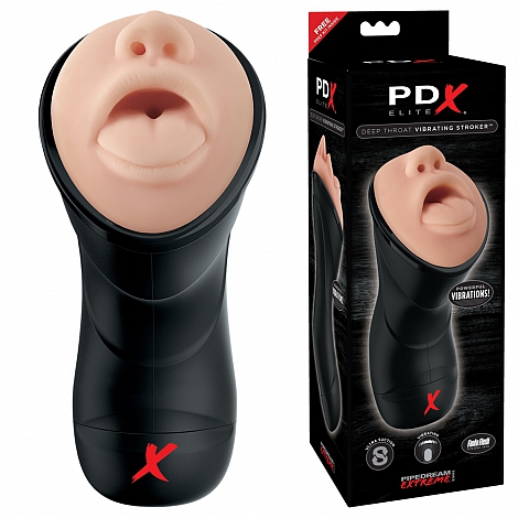 Мастурбатор-ротик с вибрацией глубокая глотка PDX Elite Deep Throat Vibrating Stroker