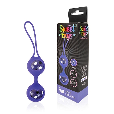 Силиконовые вагинальные шарики со вставками из стекла Sweet Toys фиолетовые