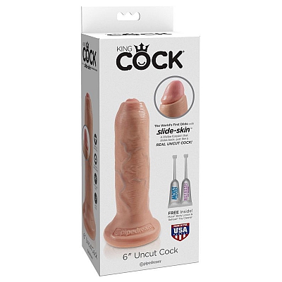 Фаллоимитатор на присоске необрезанный King Cock 6 Uncut Cock