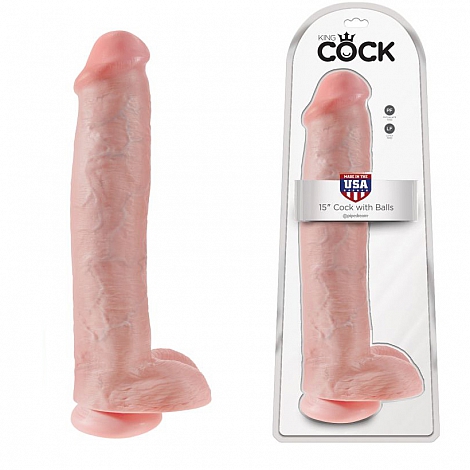 Большой фаллоимитатор King Cock 15" Cock with Balls Flesh