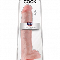 Большой фаллоимитатор King Cock 15" Cock with Balls Flesh