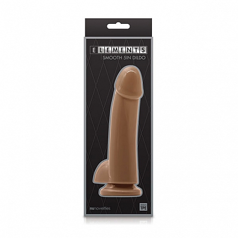 Фаллоимитатор гладкий на присоске Elements - Smooth 5 Inch Dildo Brown