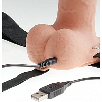 Перезаряжаемый полый вибрострапон 7 Hollow Rechargeable Strap-on with Balls