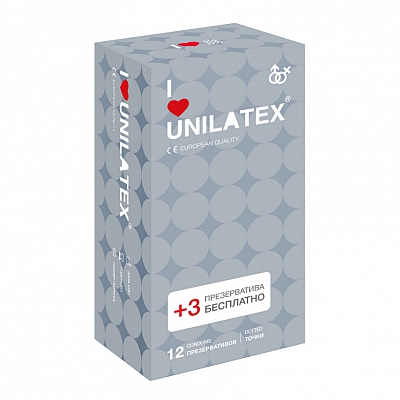 Презервативы Unilatex Dotted, 12+3 шт