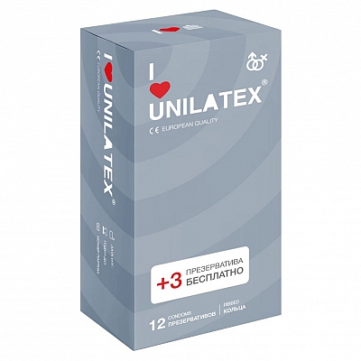 Презервативы Unilatex Ribbed, 12+3 шт